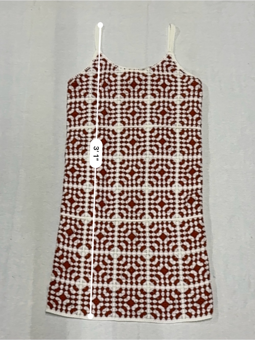 Crochet Mini Dress in Burgundy and White - Picture 6 of 7